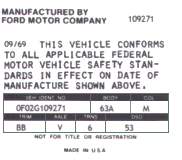 Sample certification label, 1970